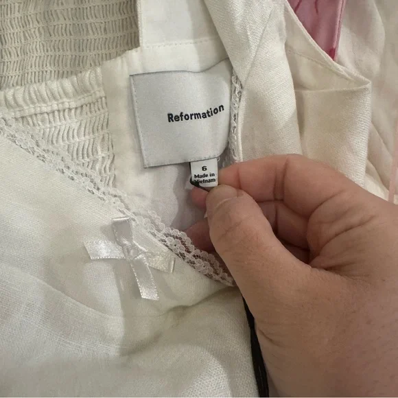 Reformation Loula Linen Mini Dress in White - Picture 8 of 10